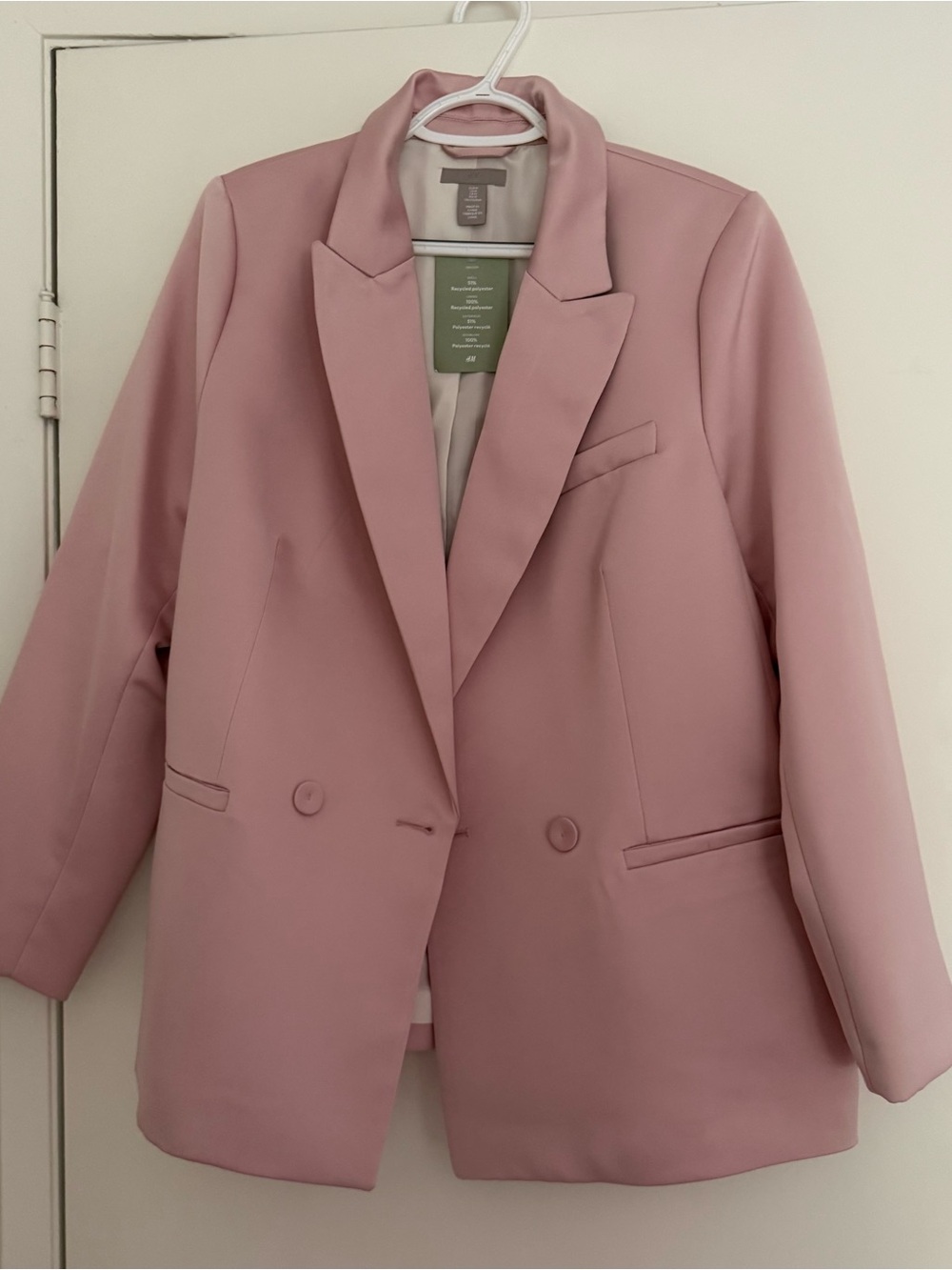 H&M - Women's Tailored Double-Breasted Blazer Jacket - Pink
